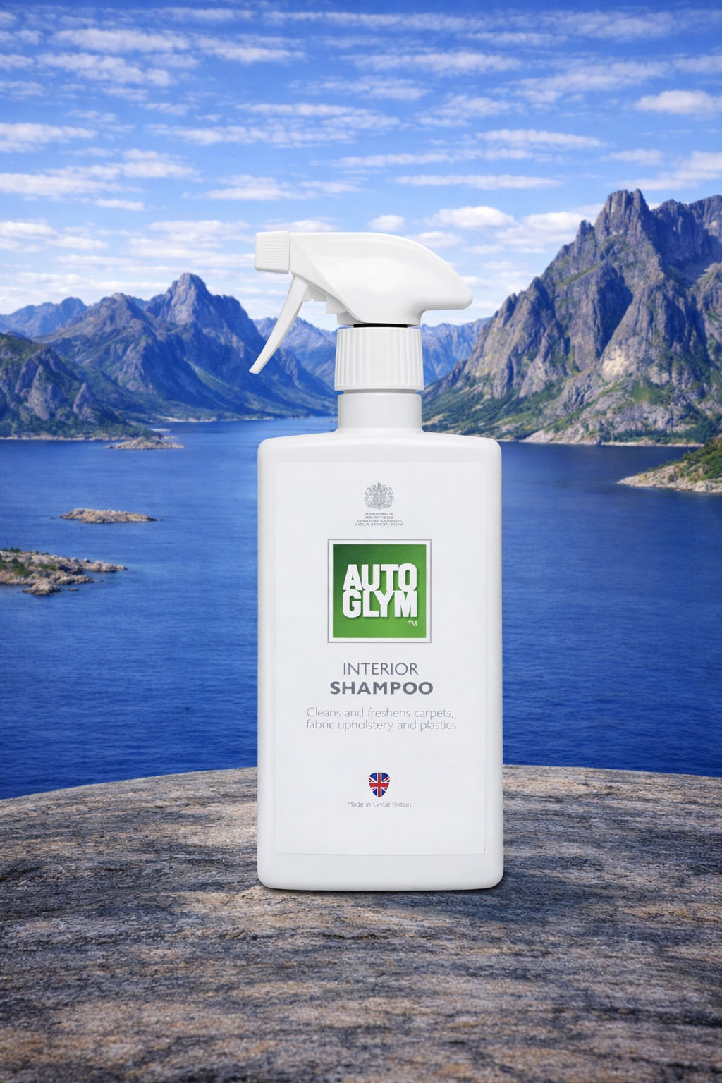 Autoglym Interior Shampoo 500 ml – effektiv interiørrens for bil med norsk Lofoten-bakgrunn